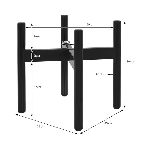 ML-Design 3er Set Blumenständer, Schwarz, aus Holz, 25x25x30 cm, für Blumentöpfe bis 29 cm, robust, Pflanzenständer Blumentopfständer Blumenhocker Blumentopfhalter Deko Blumenregal Pflanzenregal