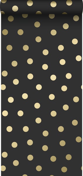 Origin Wallcoverings Tapete Punkte Schwarz und Gold - 0,53 x 10,05 m - 347676