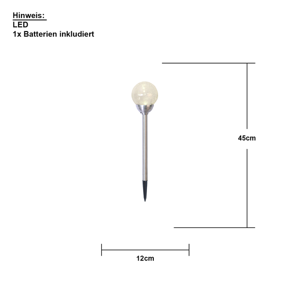 Gartenleuchte mit LED und Batterie, circa 45 cm hoch und 12 cm breit
