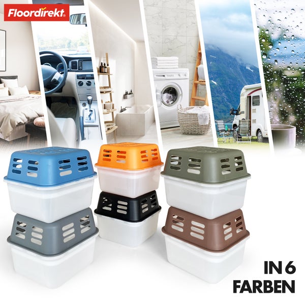 FLOORDIREKT Luftentfeuchter im 4er Set - Nachfüllbare & wiederverwendbare Raumentfeuchter - Kuki - Grau