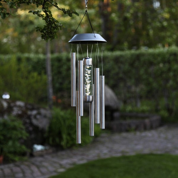 LED Solar Windspiel Bubbly, Edelstahl, 350mm