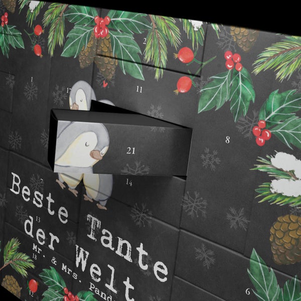 Mr. & Mrs. Panda Befüllbarer Adventskalender Pinguin Beste Tante der Welt - Schwarz
