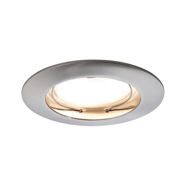 LED Einbauleuchte Warmweiß Coin IP44 rund 79mm Coin 3x6,8W 3x380lm 230V dimmbar 2700K Eisen gebürstet, Satin