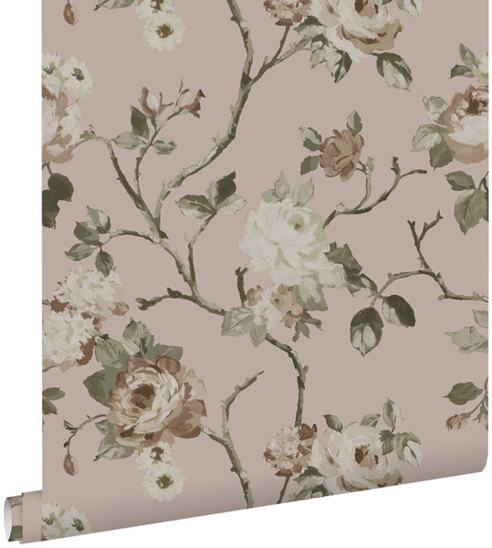 Tapetenrolle mit floralem Rosenmuster