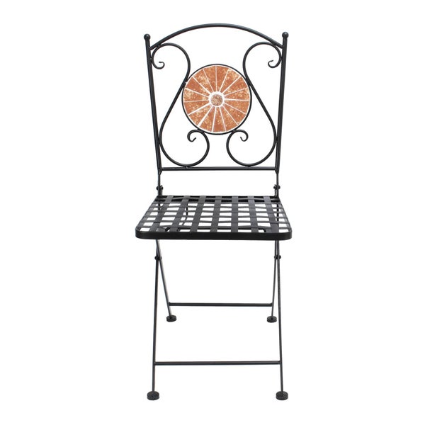 FRANK FLECHTWAREN | Klappstuhl Mosaik, METALL, Breite 39 cm, Sitztiefe 35 cm, Sitzhöhe 48 cm, GH 90 cm, platzsparend zusammenklappbar