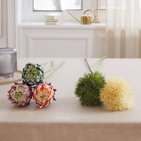 FRANK FLECHTWAREN | Blume Protea, 3er Set, 8 x 8 x 62 cm, KUNSTSTOFF