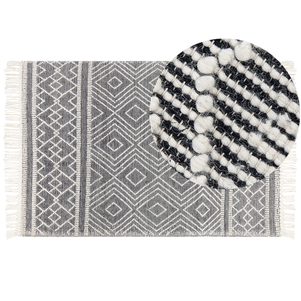 Teppich SAVUCA Schwarz 160 x 230 cm Wolle