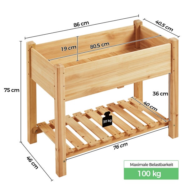 Holz Pflanzkasten mit den Massen