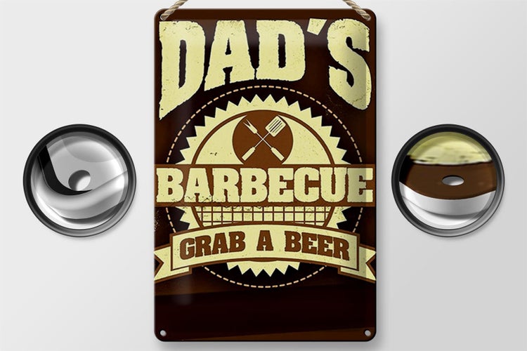 Blechschild Spruch 20x30cm Dad´s barbecue grab a beer