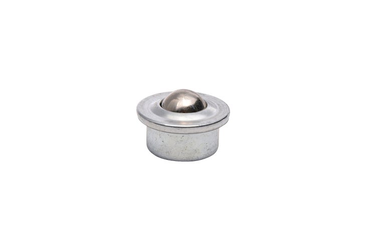 Eine metallene Kugelrolle für den Transport von Lasten in verschiedenen Richtungen.