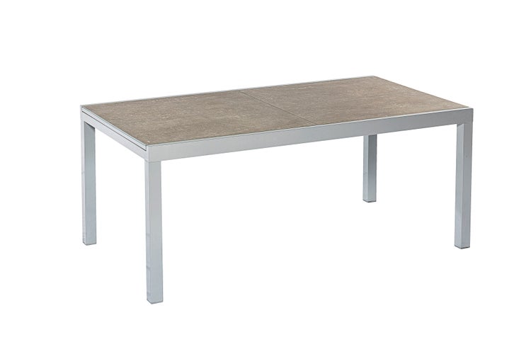 Amalfi di Lusso Set 9tlg., 8 Stapelsessel, Semi-Ausziehtisch 180 (250) x 100 cm, silber/anthrazit
