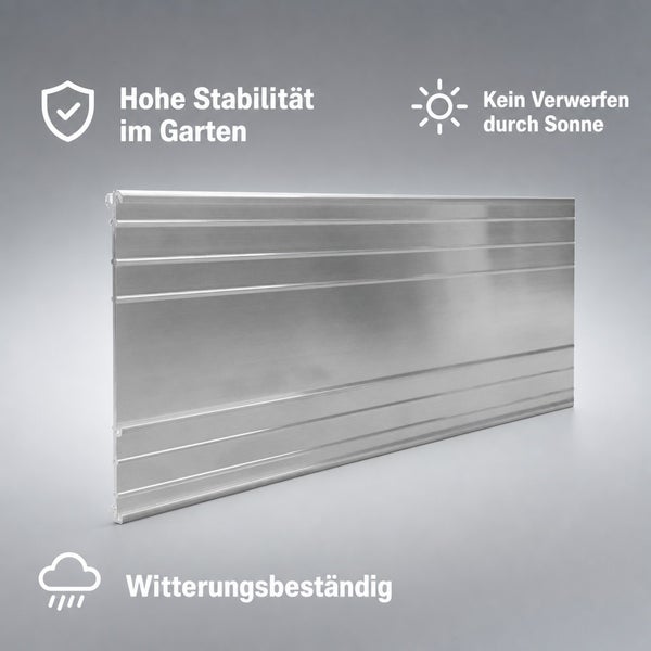 Witterungsbeständiges Beetbegrenzungselement aus Metall mit hoher Stabilität und Sonnenschutz gegen Verwerfen für den Garten