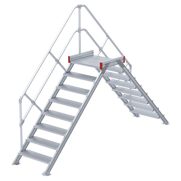 Aluminiumtreppe mit Plattform und Handlauf