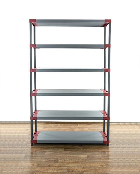 PROREGAL Kunststoffregal Grey Bear Extra-Tall HxBxT 220 x 150 x 46 cm Fachlast 70 kg Grau/Rot
