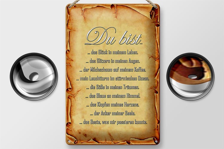 Blechschild Spruch 20x30cm Du bist Glück in meinem Leben