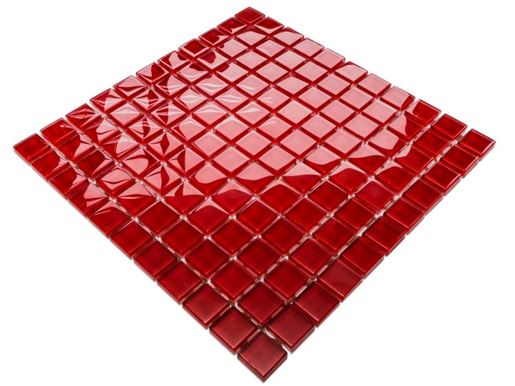 Glasmosaik auf Netz für Bad und Küche 30cm x 30cm  - Pure red