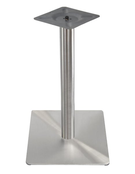 Tischgestell aus Edelstahl mit quadratischer Bodenplatte und Montagesäule