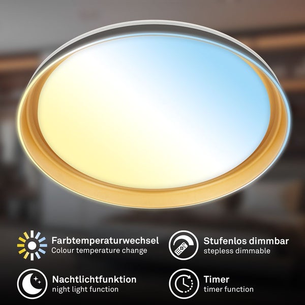 LED Deckenleuchte rund mit Farbwechsel, Dimmfunktion, Nachtlicht und Timer.