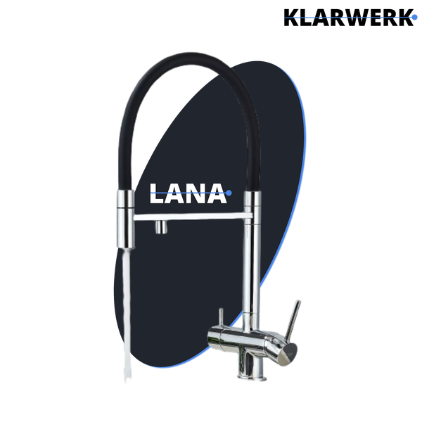 Lana | 3 Wege Chrom glänzend ausziehbare Armatur|Edelstahl Trinkwasser Osmose Wasserhahn Küche |Mischbatterie - 360 Grad drehbar | Filter 3 Anschlüsse