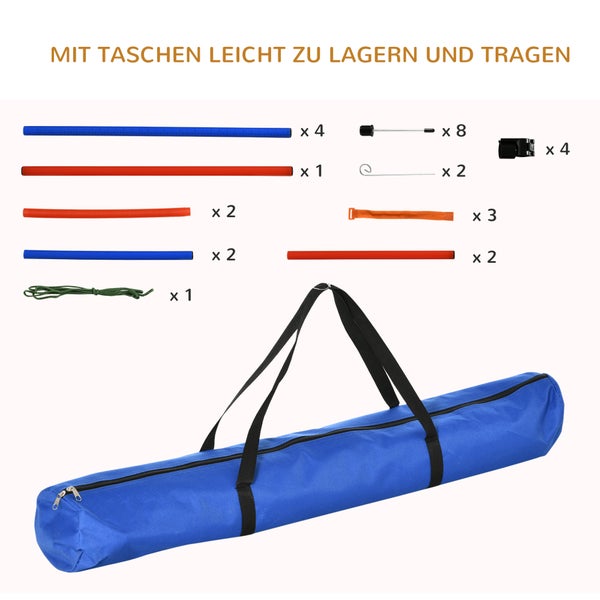 PawHut Pet Agility Set, 86H x Φ3,2cm, PE, Blau+Rot