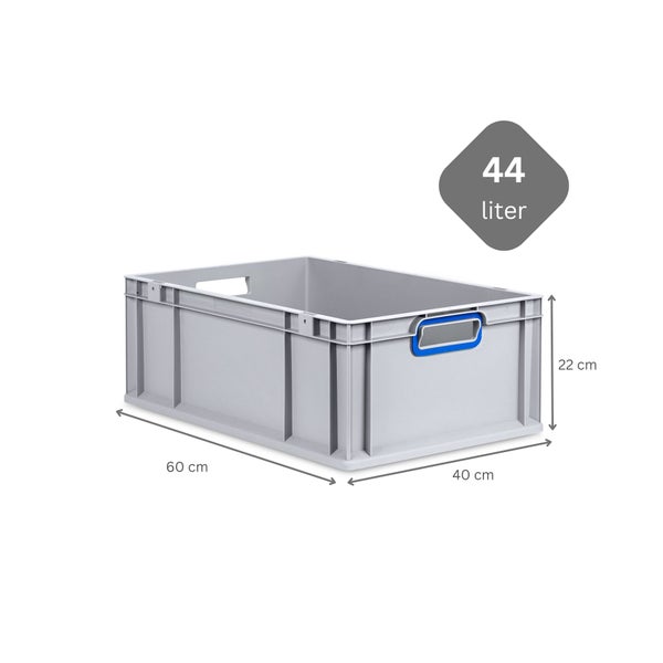 PROREGAL Spar Set 4x Eurobox Nextgen Color Mit Auflagedeckel & Schiebeschnappverschlüsse HxBxT 22 x 40 x 60 cm Griffe Blau Offen Verstärkter Boden