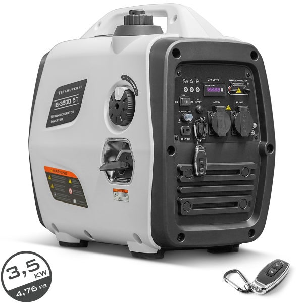 Stahlwerk Inverter Stromgenerator IG-3500 ST mit 3,5 Kilowatt Leistung und Fernbedienung.