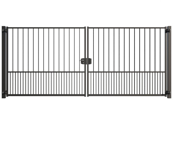 Doppeltor aus Metall mit Schloss für Gartenzäune