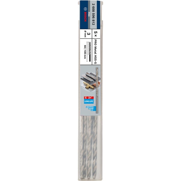 Bosch PRO Metal HSS-G Spiralbohrer 3 x 66 x 100 mm - 2608596812