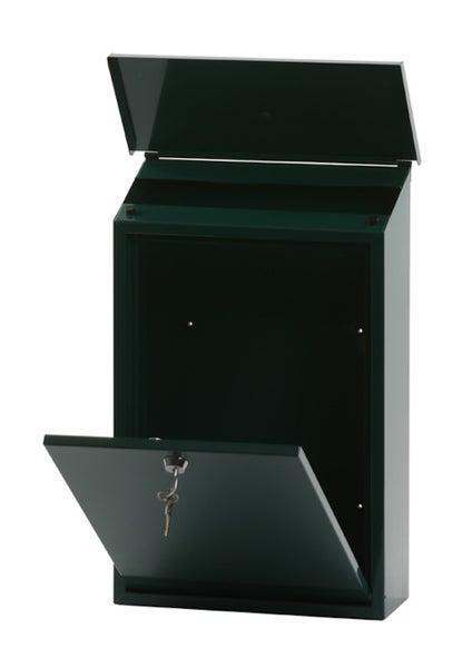 PROREGAL Wandbriefkasten Toledon Mit Schrägdach & Zylinderschloß HxBxT 40 x 27 x 12 cm Einwurföffnung 25 x 4 cm Grün