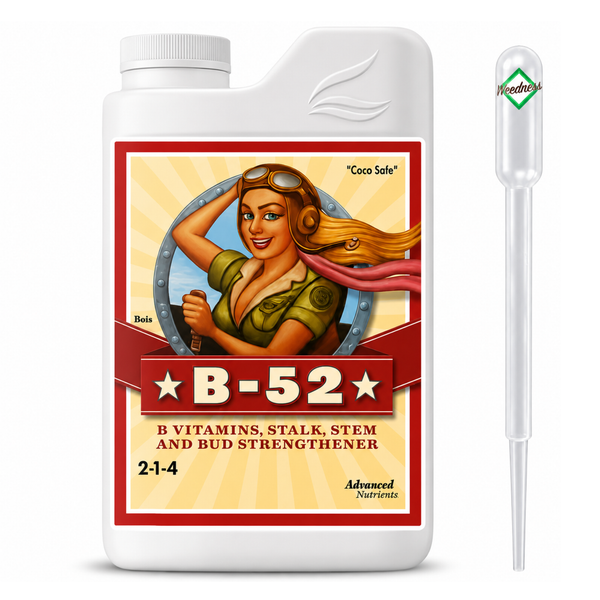 Advanced Nutrients B-52 Pflanzenstärkungsmittel mit Dosierpipette zur Unterstützung von Stängeln und Blüten.
