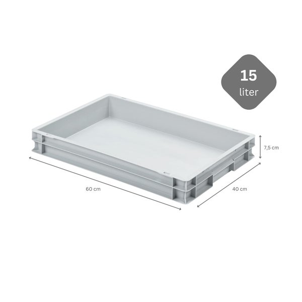 PROREGAL SparSet 10 x Eurobehälter Mit Geschlossenem Griff und 1 x Transportroller Blau HxBxT 7,5 x 40 x 60 cm 15 Liter Eurobox Transportbox