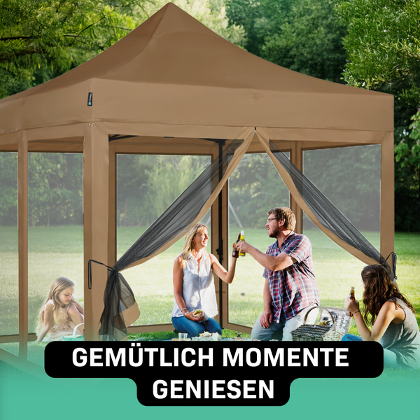 VONROC Pavillon 3x3m wasserdicht stabil - Partyzelt EasyUp System [3Min Aufbau] Popup Faltpavillon modular erweiterbar als Festival Zelt, Gartenpavillon