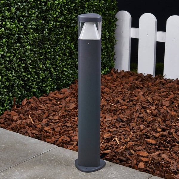 Lucande LED Außenleuchte Milou (spritzwassergeschützt (Modern) in Schwarz aus Aluminium (1 flammig, ) - Wegeleuchte Pollerleuchte Wegelampe Sockelleuchte