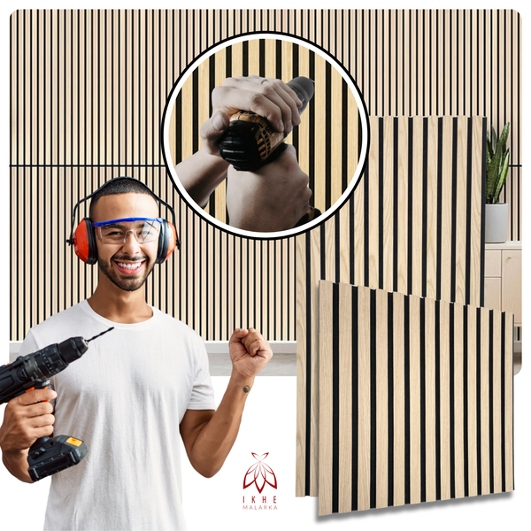 Akustikpaneele 3D Lamellen MDF mit Filz 1040x520x15mm – 2 Stück (1,08m²) | Schallabsorbierend & dekorativ | Holzoptik Wandverkleidung (11001D)