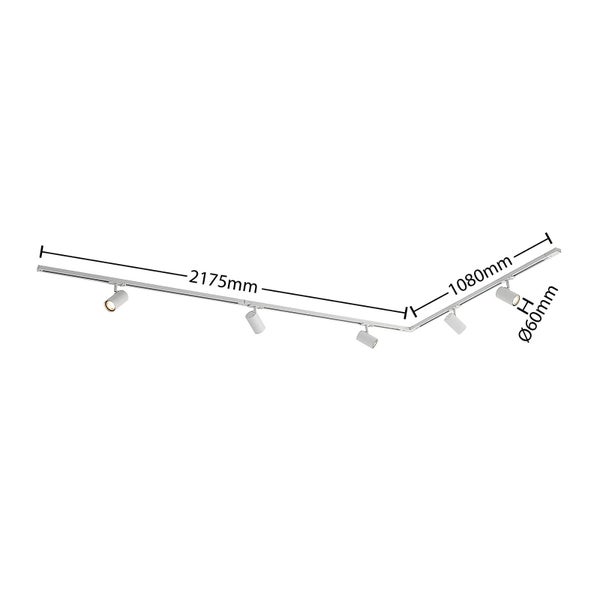 Lindby Stromschienenleuchte Linaro (Modern) in Weiß aus Metall (5 flammig, GU10) - 1-Phasen Stromschiene Stromschienenstrahler Wohnzimmerleuchte