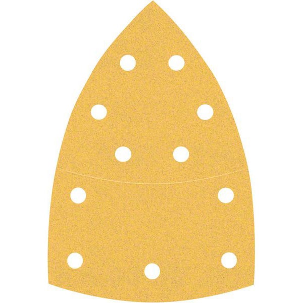 Frau schleift Holzrahmen mit einem Schwingschleifer. Staubabsaugung ist angeschlossen.