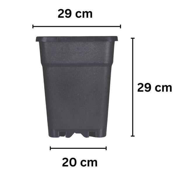 Blumentopf Eckig 14L – Robuster Hartkunststofftopf (29x29x29 cm) aus Recyclingmaterial – Nachhaltig, langlebig & mit Entwässerungslöchern für gesundes Pflanzenwachstum