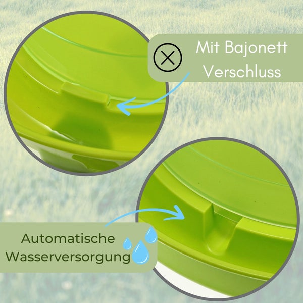 Nahaufnahme einer automatischen Wasserversorgung mit Bajonettverschluss
