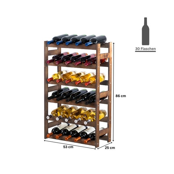 PROREGAL Weinregal Pinotwine HxBxT 86 x 53 x 25 cm 30 Flaschen Massives Kiefernholz Braun Geölt