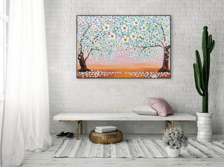 Handgemaltes Gemälde Acrylfarbe 120x80cm Orange