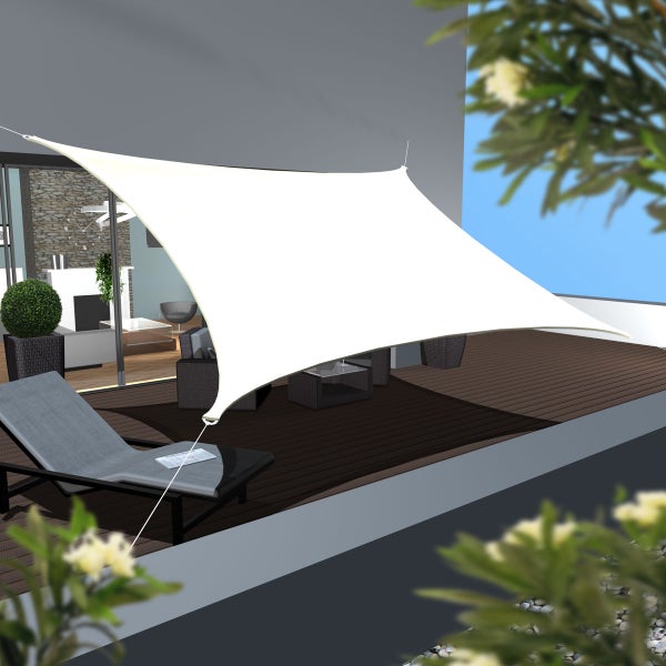 AMANKA UPF50+ UV Sonnensegel 3x5 Polyester Rechteck Wasserabweisend Wetterfest Garten Balkon Beige
