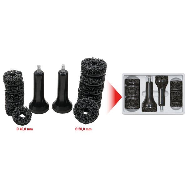 Bristle disc set with arbor in 40 millimeter and 50 millimeter