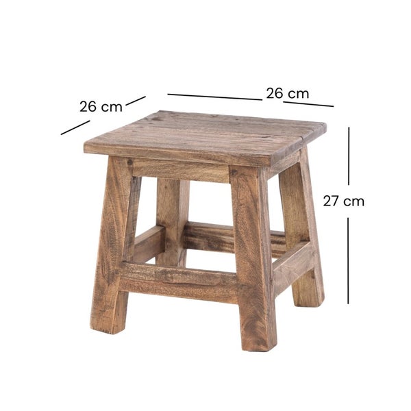 Fusshocker PALO Mahagoni Recyclingholz 01 natur-vintage