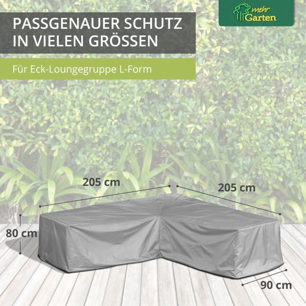Mehr Garten - Premium PROTECT Eck-Lounge Abdeckung L-Form, Maße: 315x315x80 cm I Gartenmöbel-Schutzhülle wasserdicht, wetterfest & atmungsaktiv I mit Aufbewahrungstasche I Taupe (Hellgrau)