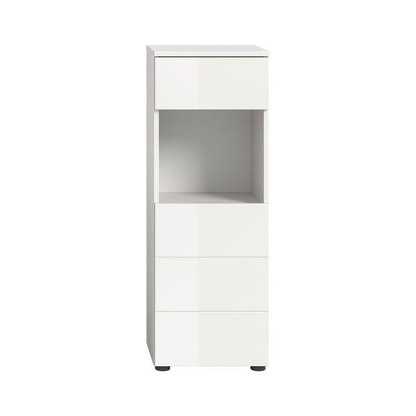 Vira Badschrank 1 Schublade 1 Tür 1 Fach weiß Hochglanz, weiß. 38 X 34 X 106 cm