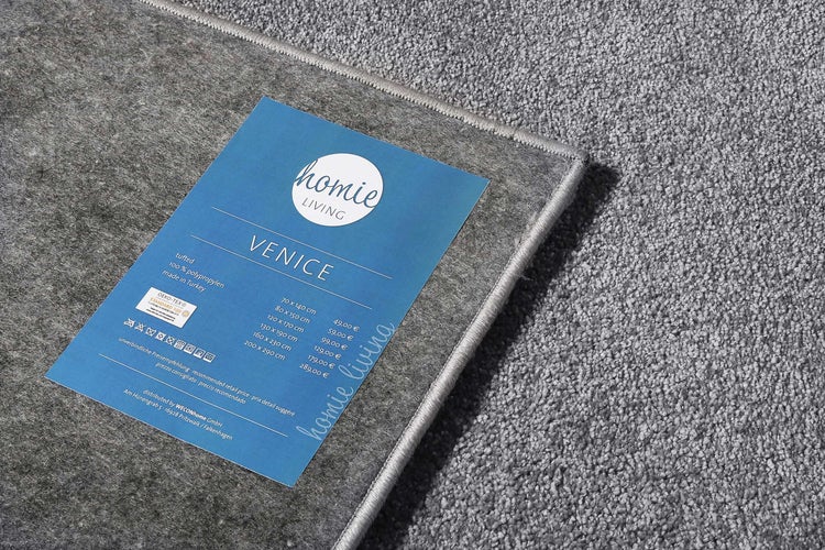 Teppich Grau Kurzflor weich & soft Venice Homie Living 133x190 cm
