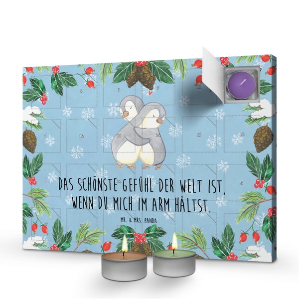 Mr. & Mrs. Panda Duftkerzen Adventskalender Pinguine Kuscheln - Blau Pastell