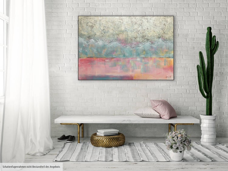 Handgemaltes Gemälde Acrylfarbe 120x80cm Pink