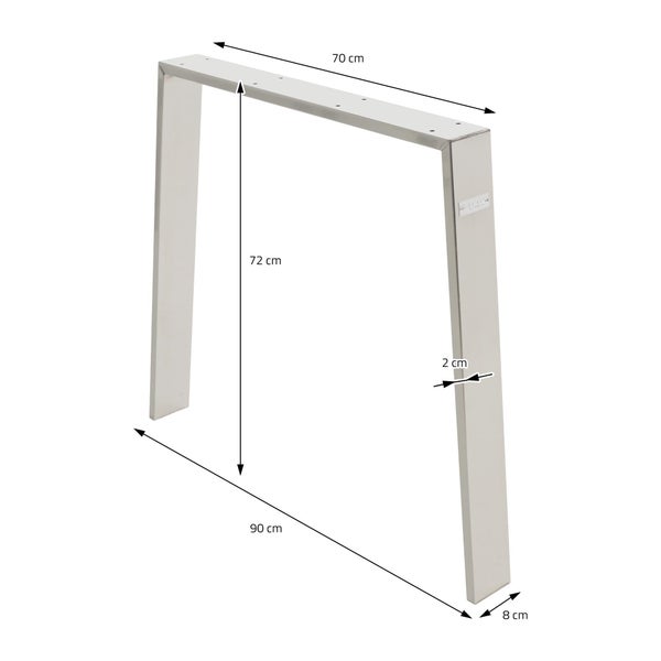 ML-Design 2er Set Tischbeine Loft 90x72 cm, Silber, Profil 8x2cm, aus Edelstahl, Industriedesign, U-Form, Metall Tischgestell scandic, Tischkufen Tischuntergestell Möbelfüße, für Esstisch/Schreibtisch