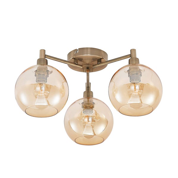 Lindby Deckenlampe Jemissa (Modern) in Gold / Messing aus Metall (3 flammig, E14) - Deckenleuchte Lampe Wohnzimmerleuchte